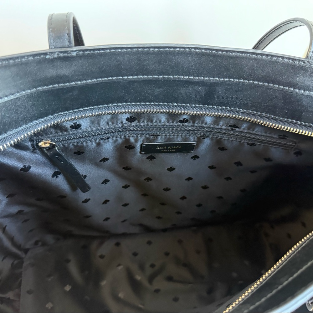 Kate Spade Janie Black Leather Medium Tote zip closure - Picture 8 of 9